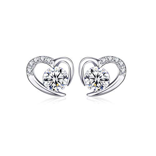 L.Adorer - Orecchini regalo per lei, orecchini a forma di cuore d'amore, orecchini infiniti infiniti, argento sterling 925, cristallo Swarovski, gioielli da donna