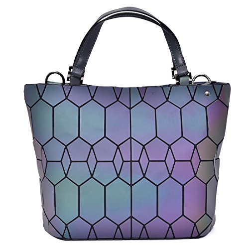 HOT ONE Colour Cambia Borse e borsette luminose geometriche Borsa olografica Borsa riflettente Borsa Moda (5# Luminoso Zaino No.2)