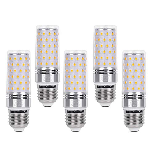 SanGlory 5 x E27 LED Lampadine 12W Luce Bianca Calda 3000K, 84 x 2835 SMD LED, 12W Pari ad Alogene da 100W 1350 Lumen, Angolo 360 ° per l'illuminazione Interna, Non Dimmerabile (12W E27 3000K)