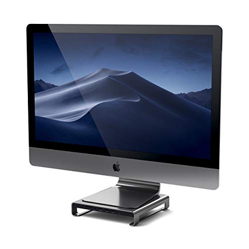 SATECHI Stand in Alluminio Tipo C iMac con Porta trasferimento Dati USB-C, USB 3.0, Slot schede Micro/SD e Jack Audio Compatible con 2017 iMac PRO e 2019/2017 iMac (Grigio siderale)