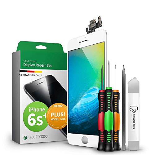 GIGA Fixxoo Kit di Ricambio per Schermo di iPhone 6s Plus, Completo con LCD Bianco, Touch Screen Display Retina in Vetro, Fotocamera e Sensore di Prossimità - Guida per Riparazione Facile & Veloce