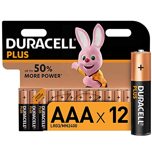 Duracell LR03 MN2400 Plus AAA - Batterie Ministilo Alcaline, Confezione da 12 Pacco del Produttore, 1.5V, 12 Batterie