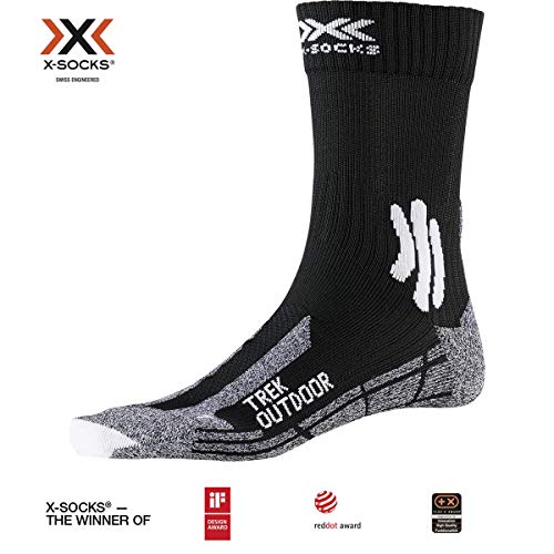X-Socks Trek Outdoor Socks, Unisex – Adulto, Opal Black/Dolomite Grey Melange, 42-44