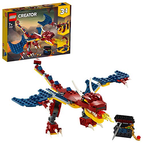 LEGO Creator 3 in 1 Set di Costruzioni Ricco di Dettagli per Costruire Drago Sputafuoco, Tigre dai Denti e Scorpione, per Bambini +7 Anni, 31102