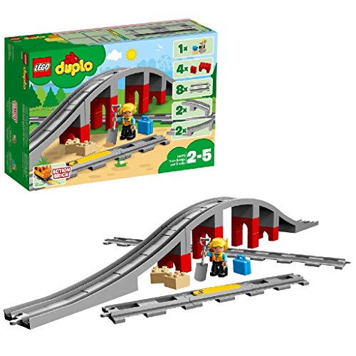 LEGO DUPLO Town Ponte e Binari Ferroviari, Set di Costruzioni con Mattoncino Sonoro, 10872