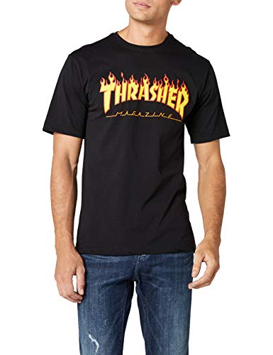 THRASHER TRUTSH05749 T-Shirt, Nero (Nero/Fiamme), X-Large (Taglia Produttore:XL) Uomo