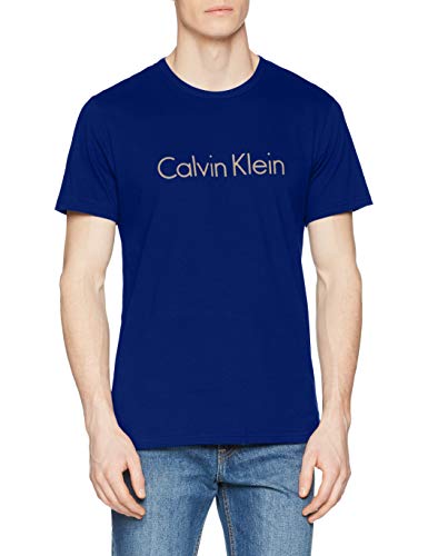 Calvin Klein S/S Crew Neck Top Pigiama, Blu (Sharp Blue W/Alpaca Logo SB6), Medium Uomo