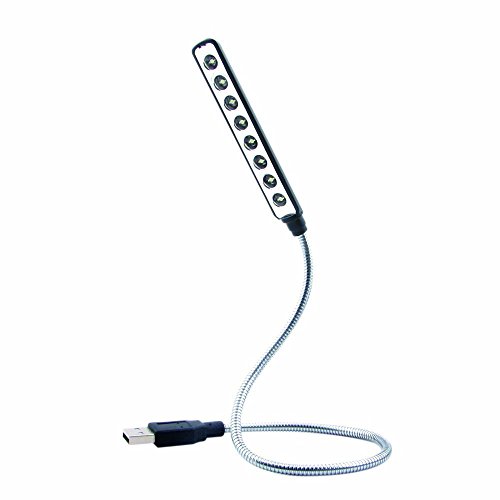 Daffodil ULT05 - Lampada flessibile USB con 8 lampadine a LED per computer portatile, PC o MAC (Nero)