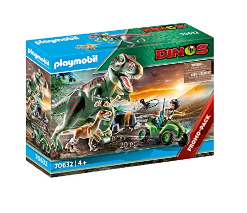 Playmobil Dinos 70632 - L'Attaco dei Dinos T Rex con Raptor e Quad