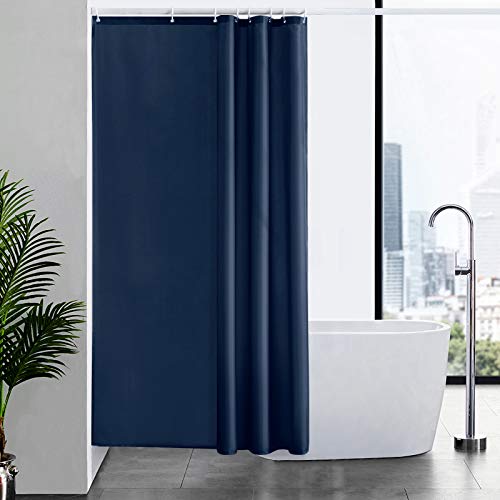 Furlinic Tende Doccia Anti-Muffa Tessuto in Poliestere Blu Navy Tende Doccia Angolare Impermeabile Lavabile Tenda Vasca da Bagno con 8 Ganci Tenda Doccia 120x200cm.