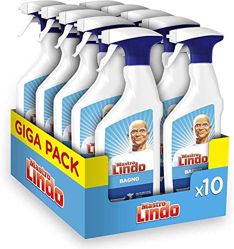 Mastro Lindo Spray Detergente Bagno 10 Pezzi, Maxi Formato 10 x 500 ML