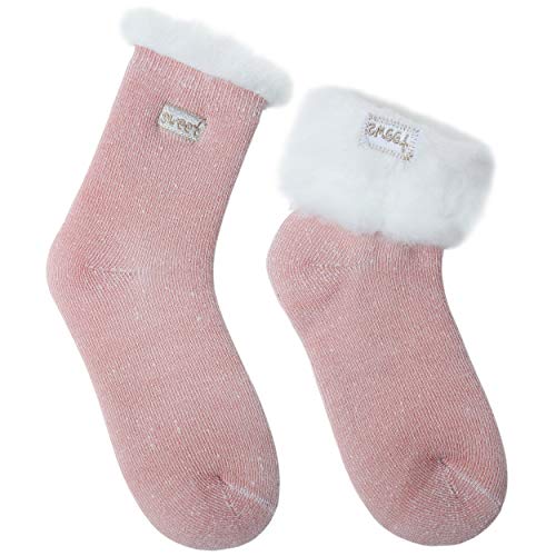 JARSEEN 2 Paia Calze di Lana Invernali Termiche Calzini Ricamo Carino Caldo Spessi Morbido Calzettoni Donna (2 Rosa, EU 36-42)