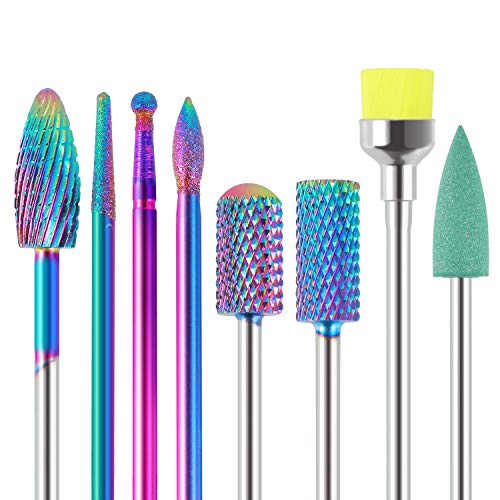 MAQUITA Punte Fresa Unghie, set di manicure elettrico da 8 pezzi Kit di trapano per unghie elettrico da 3/32