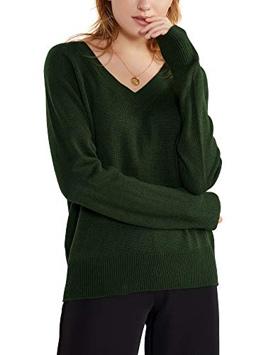 Woolen Bloom Maglione Donna Pullover Scollo a V Felpa Elegante Maglia Casual Manica Lunga Sweatshirt Autunno Inverno Tops