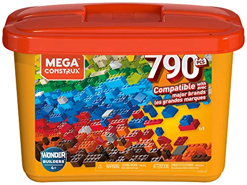 Mega Construx Secchiello Arancione con 790 Pezzi, Compatibile con Tutte le Marche, Giocattolo per Bambini 4+ Anni, GJD24