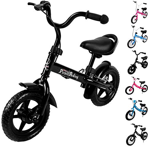 Deuba Bicicletta senza pedali bici per bambini 10” bici equilibrio altezza regolabile con freno nero