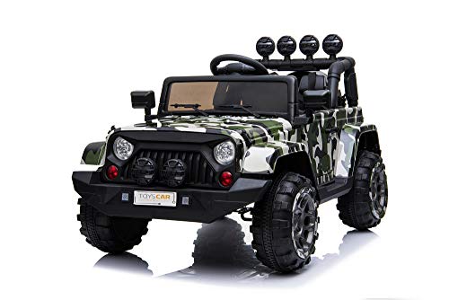 TOYSCAR electronic way to drive Auto Macchina Elettrica per Bambini Fuoristrada Army 12V MP3 LED con Telecomando Full Optional