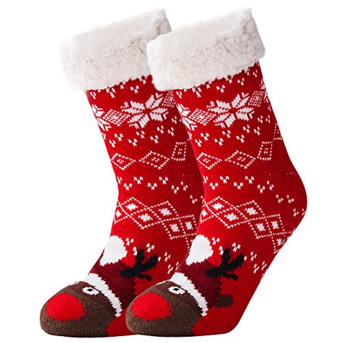 Goodstoworld Slipper Socks Woman Donna Non Slip Winter Warm Fluffy Christmas Knitted Calzini Antiscivolo Natale Donne Calze Invernali Calde Casa termico
