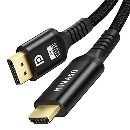 NIMASO Cavo Displayport a HDMI (2M),4K@30Hz Displayport (DP) unidirezionale a HDMI intrecciato in nylon Compatibile con PC,Graphics card(NVIDIA/AMD),laptop, monitor, proiettore, HDTV ...