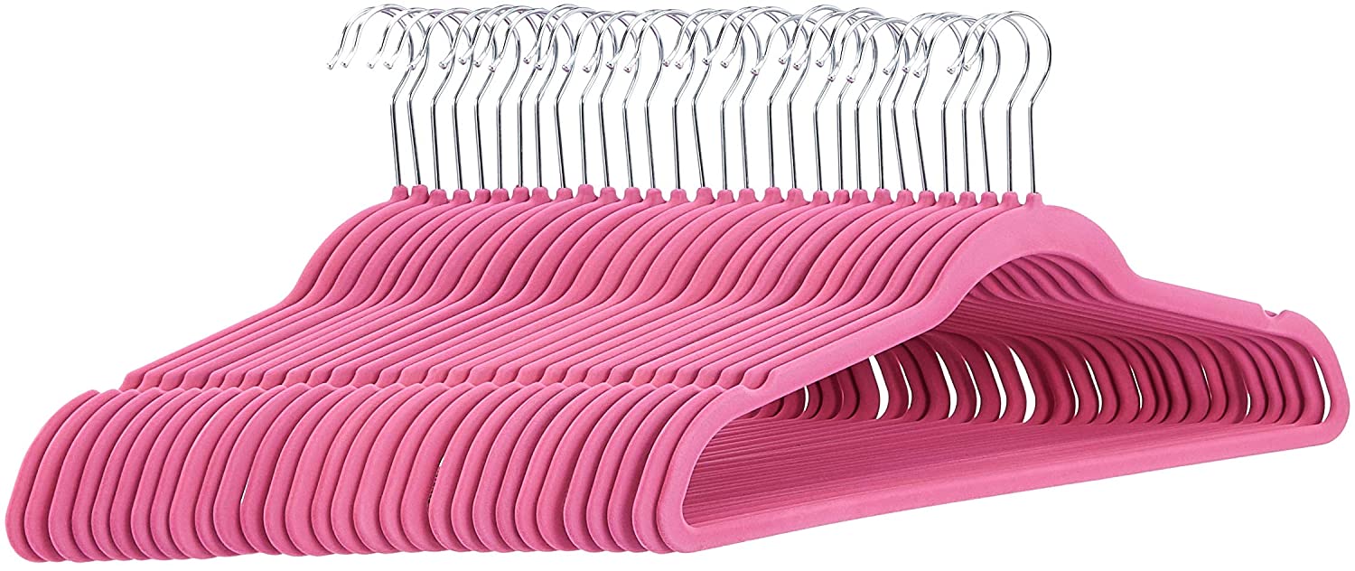 AmazonBasics - Grucce in velluto per abiti, in velluto, colore rosa, confezione da 30