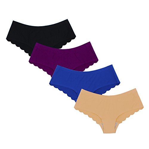 SHEKINI Mutandine Invisibile Stile Bikini sennza Cuciture di Colore Puro a Vita Bassa Mutande Slip Invisibili Bassa Lingerie Intimo da Donna Pacco da 4/6 (XL, A)