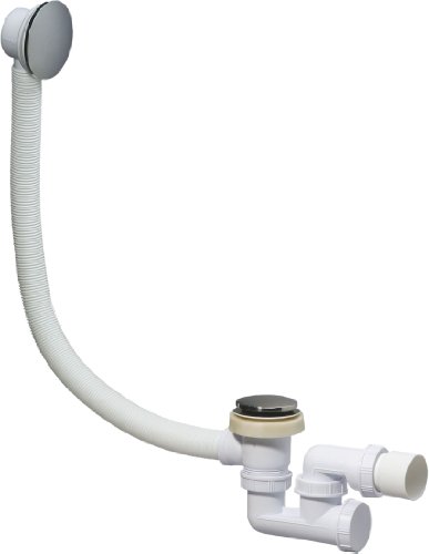 Wirquin SP780399 - Colonna di scarico per vasca da bagno con piletta a chiusura rapida e troppo pieno, cromata
