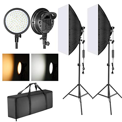 Neewer LED Video Luce con 51,1x71cm Softbox 48W Lampadina LED Dimmerabile a 2 Temperature di Colore con Vano Batterie & Cavalletto per Fotografia al Chiuso in Esterni (Batteria NON Inclusa)