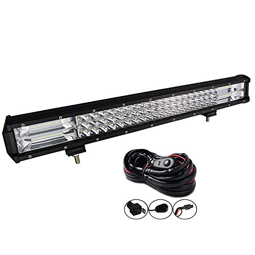 AUXTINGS 55.8 cm 324W Barra luminosa a LED da tripla fila di faretti, luce da lavoro impermeabile con cablaggio per camion SUV ATV UTV barca