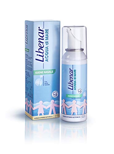 Libenar Spray per Igiene Nasale, Soluzione Isotonica con Acqua di Mare per Adulti, Bambini e Neonati - 100 ml