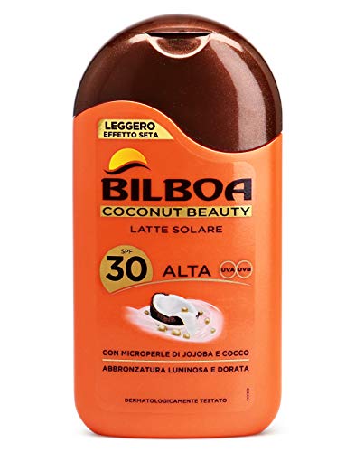 Bilboa Latte Solare Azione Anti-Age con Microperle d'Olio e Cocco, Alta, SPF 30-200 ml