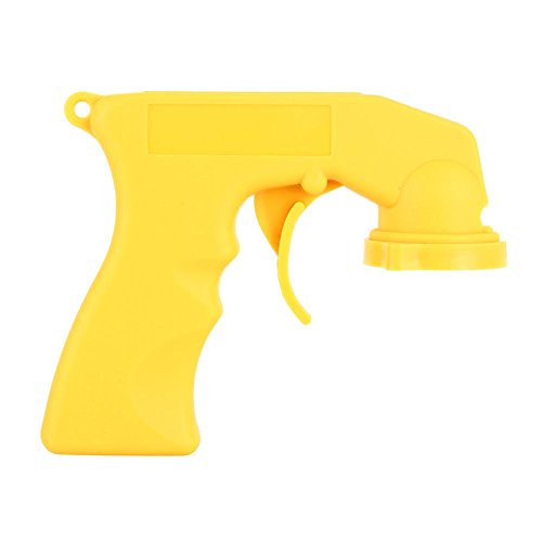 Manico in spray per aerosol in plastica per manutenzione auto con colletto di bloccaggio grilletto per la verniciatura, giallo