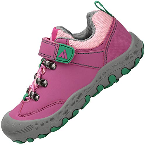 Scarpe da Corsa Leggere per Ragazze Morbido Flessibile Scarpe da Jogging per Ragazzi Antiscivolo Suola di Gomma Sport Shoes Bambini Scarpe da Trekking, PU Rosa 25