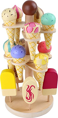 1248 Porta gelati mobile small foot in legno, accessori per negozio e cucina per bambini, 15 tipi diversi di gelati, a partire dai 3 anni
