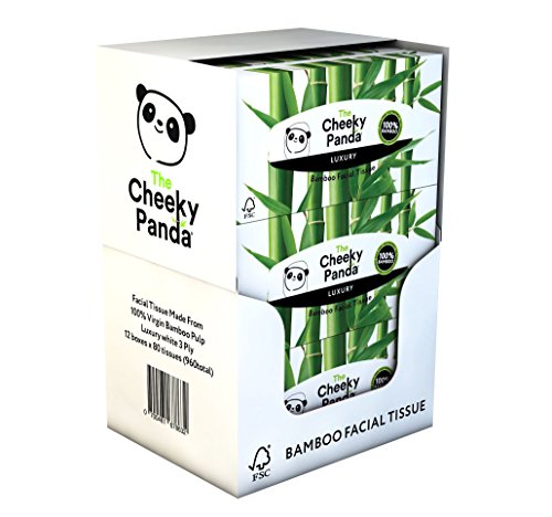 The Cheeky panda 100% bambù Veline Flat box, confezione da 12, totale 960 tessuti