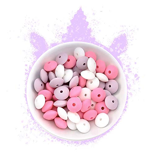 RUBY - 60 perle in silicone, parti in silicone per uso alimentare per il montaggio di succhietti/collane/colori mordenti per l'allattamento al seno in combinazione   (Palazzo dei Dolci, Abaco)