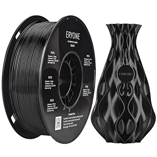 Filamento PETG 1,75 mm Nero, ERYONE PETG filamento per stampante 3D e penna 3D, 1 kg, 1 Spool