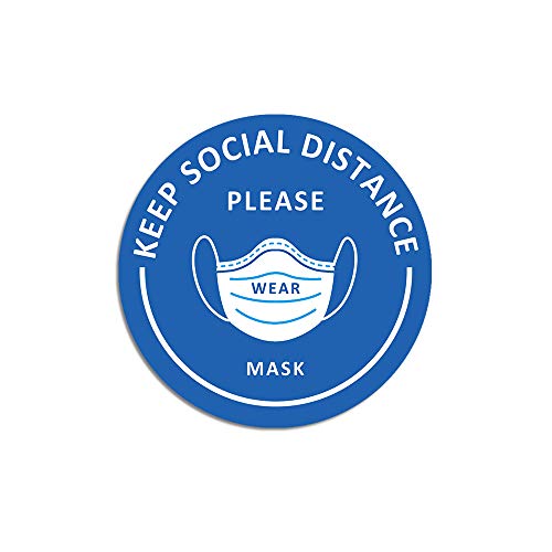 12 Pezzi Segnale di Avvertimento Maschera＆Distanza Sociale, TAOPE Please Wear Mask Sign＆Keep Social Distance Adesivi Murali Impermeabile, Adesivo da parete in vinile Autoadesivo per Scuole Ospedali