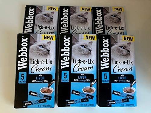 Webbox lick-e-lix crema bustine Liver Cat Treat 5 x 10 g (confezione da 6)