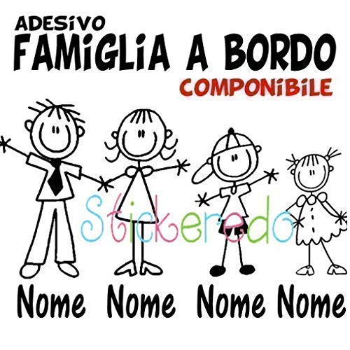 STICKEREDO Adesivo famiglia a bordo, family sticker, adesivo bimbo a bordo