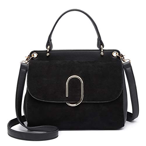 Miss Lulu Borsa a mano Tote Donna Borsa a tracolla elegante Pelle scamosciata Kunstlerder (nero)