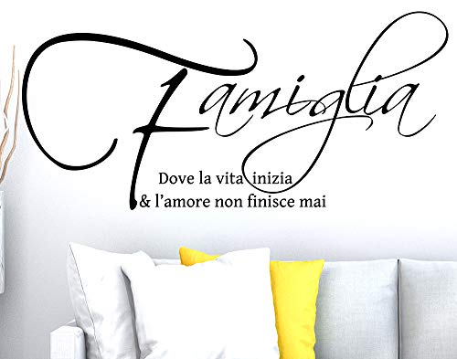 ADESIVI MURALI FRASI CITAZIONI FAMIGLIA AMORE CASA Wall Stickers Adesivo Murale Frase Scritta Muro Home Decorazione interni Frasi e Citazione - MISURA 100 x 40 CM