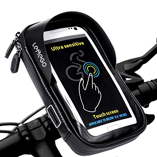 LEMEGO Borsa Bici Ciclismo Telaio Supporto da Bicicletta Impermeabile Manubrio con Tubo Superiore Compatibile per iPhone X 8 7 6 Plus Samsung Galaxy S8 S7 Edge Smartphone Fino a 6 Pollici