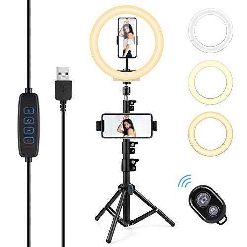 AGPTEK Luce Anello LED 10,2 Pollici Luce Tik Tok Selfie Ring Light con Treppiede da 135cm Bluetooth Telecomando Lampada per Fotografica Video Youtube 3 Colori Chiari 10 Livelli di Luminoso Dimmerabile