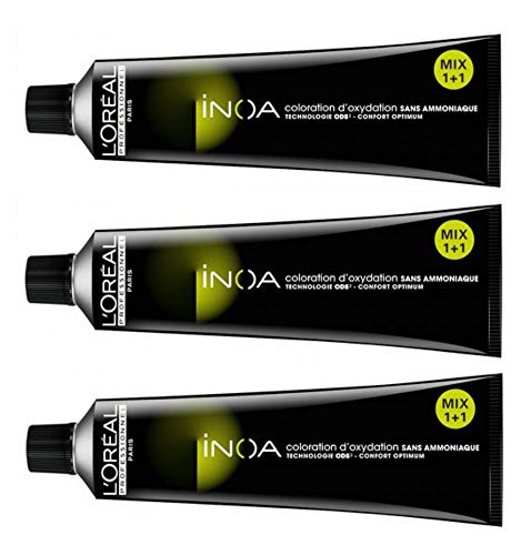 L’Oréal Paris 3 confezioni di colorazione per capelli Inoa 5 Castano Chiaro senza ammoniaca, da 60 ml (etichetta in lingua italiana non garantita)