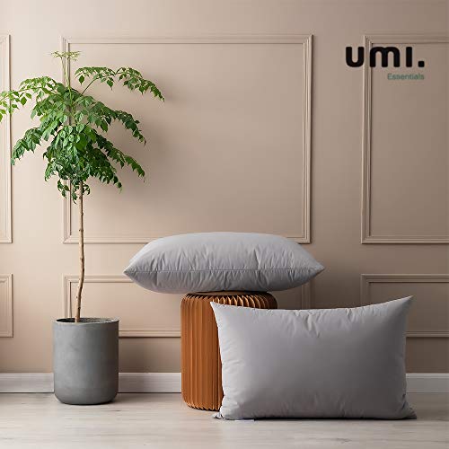 UMI Essentials - Cuscino in piuma d'oca, 48 x 74 cm, 100% cotone, colore: grigio