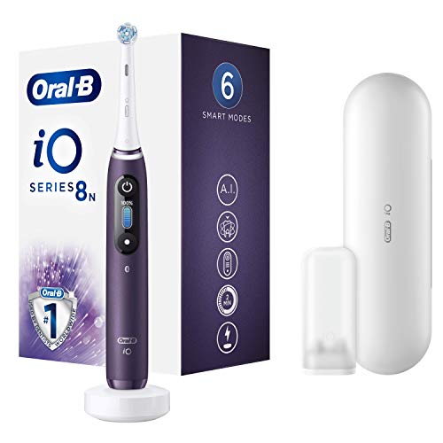 Oral-B iO - 8n Spazzolino Elettrico Ricaricabile, 1 Spazzolino Viola con Tecnologia Magnetica, Display A Colori, 1 Testina, 1 Custodia Da Viaggio Premium