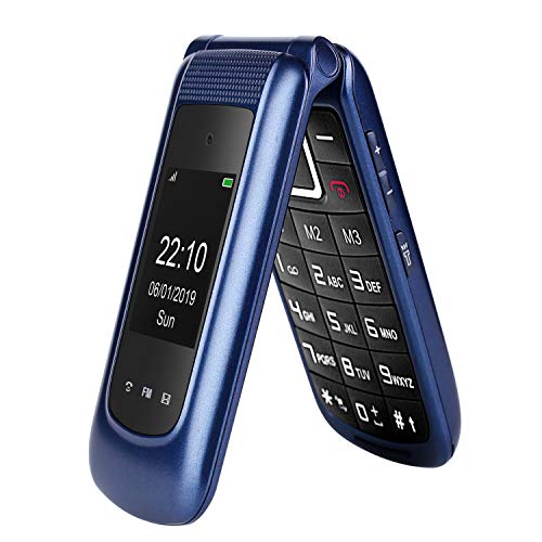 GSM Telefono Cellulare per Anziani,Tasti Grandi,Volume alto,Funzione SOS, Dual SIM,Pantalla 2.4(Blu)
