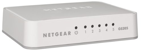 Netgear GS205-100PES Gigabit Ethernet Switch, 5 Porte Gigabit, Bianco