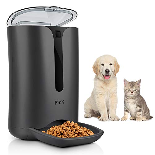 PUPPY KITTY 7L Distributore Di Cibo Per Cani e Gatti, Distributore Automatico Con Display Lcd, Registrabile, Regolare Alimentazione Automatica e Quantitativa, 4 Pasti Al Giorno, Nero