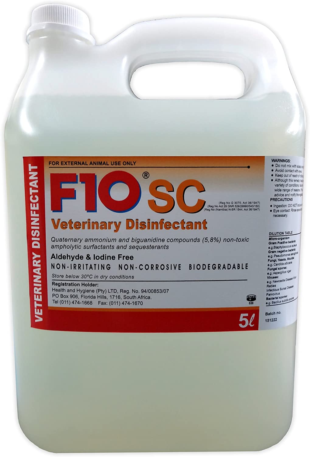 F10SC, detergente disinfettante super concentrato